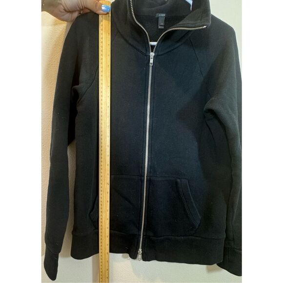 J. Crew Funnel Neck Black Zip Up Sweatshirt Women's Small - Picture 6 of 9